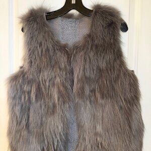 Vintage grey fox fur vest, size UK 38/ US 6, good condition